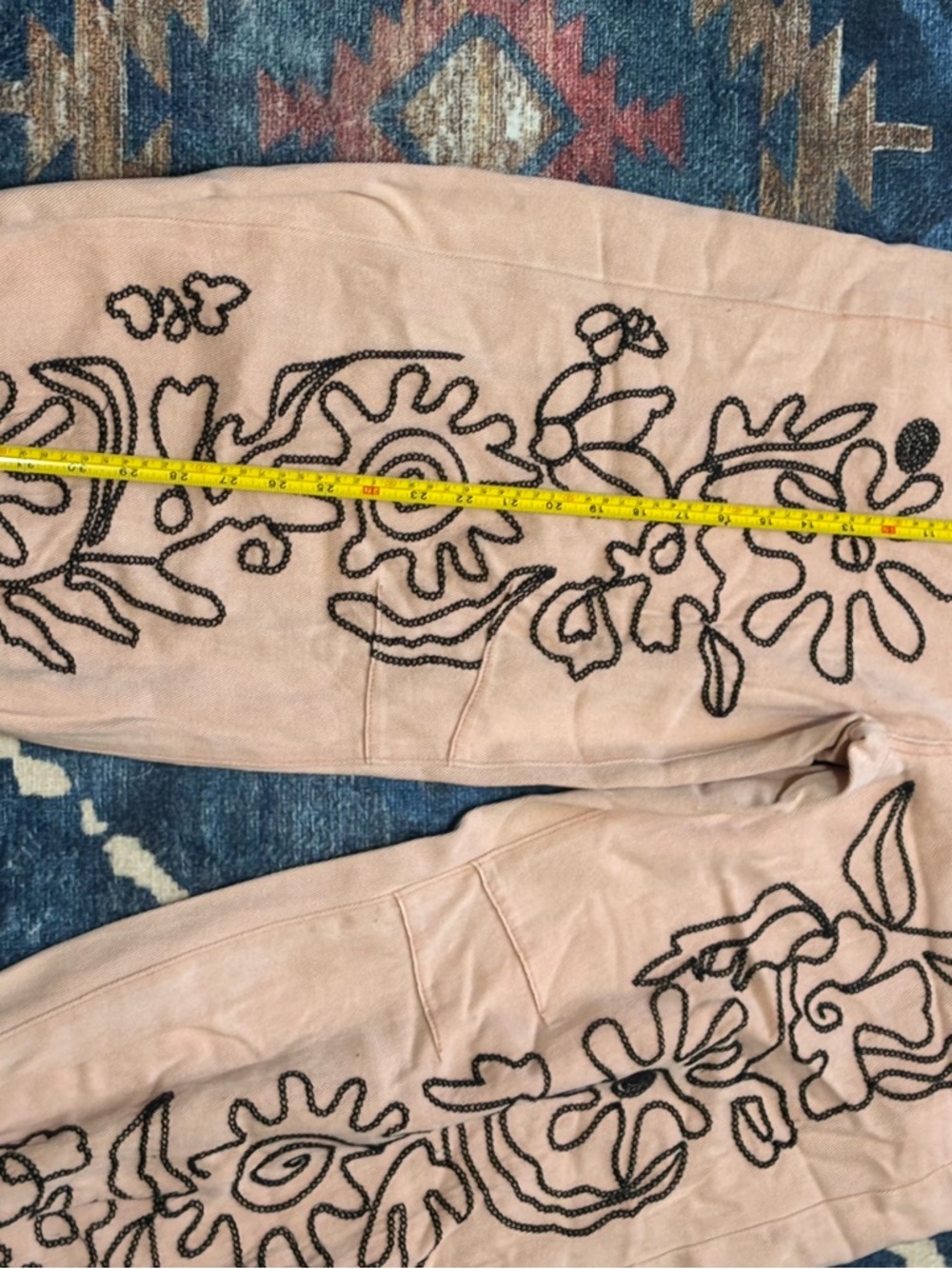 POL Peach Pants with Black Embroidered Floral Detail - Picture 9 of 17